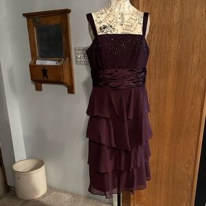 R&M Richards Deep Purple Tiered Midi Dress